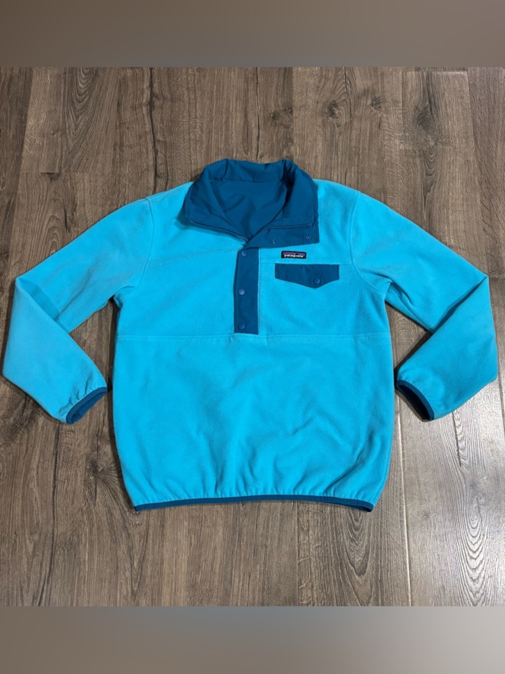 Patagonia Reversible Snap-T® Glissade Fleece Pullover Teal Blue Women’s Sz Med